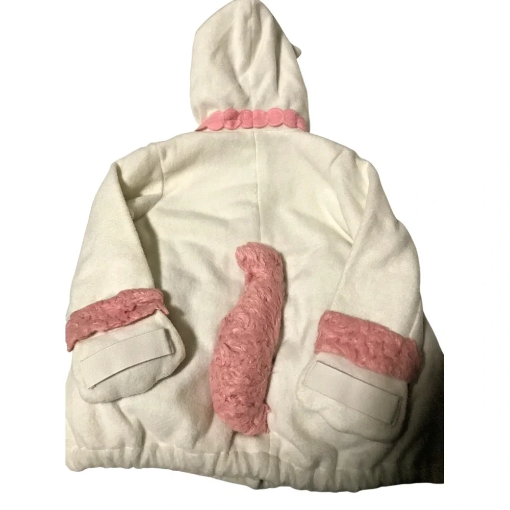 Old Navy Cat Costume Jacket Toddler Girl‎ 12-24M White Pink Soft Hooded Fleece